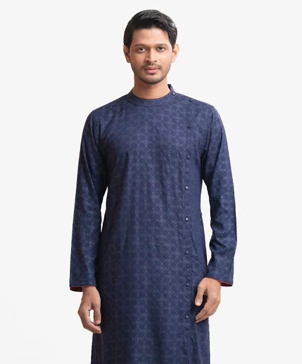 Navy Blue Viscose Semi Fit Panjabi